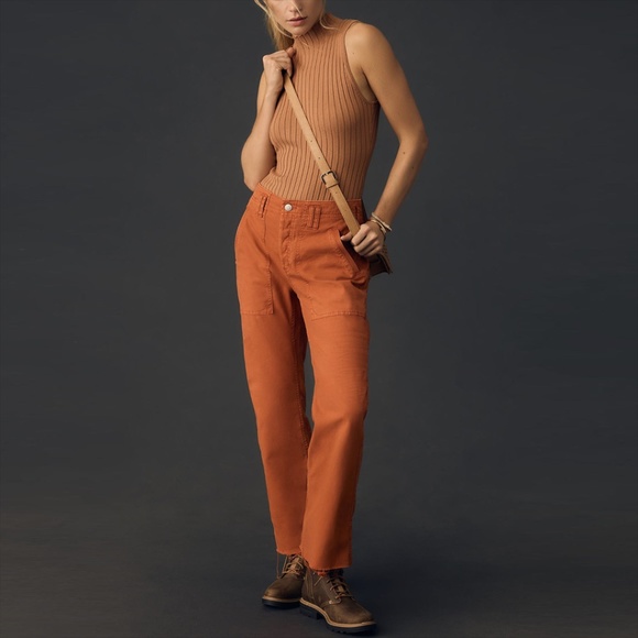 NWT Anthropologie Pilcro The Yaya Crop Flare Pants Orange 28 - Picture 6 of 16